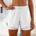 thumbnail image 4 of COMVALUE Women Athletic Shorts 2 in 1 Elastic Waist Pockets Biker Ball Games Running Sports Summer Outfits (White, M), 4 of 9