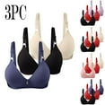 thumbnail image 2 of Mepaouo 3 Pack Women's V Neck Bra Padded Seamless Adjustable Straps Bras Plus Size Push up Cotton Bras, 2 of 7
