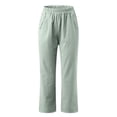 thumbnail image 6 of QUYUON Womens Linen Capris and Cropped Pants Elastic Waist Capris with Pockets Womens Capris Pants for Casual Summer Clearance Loose Comfy High Waisted Yoga Capris Crop Pants Style P-296 Mint Green L, 6 of 8