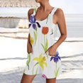 thumbnail image 3 of Gibobby pantalones deportivos Mono de un hombro con cordones y bolsillos con estampado de flores de talla grande para mujer(Amarillo， S), 3 of 4
