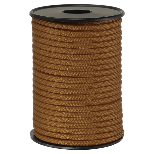 Uxcell 100FT 550 Paracord, 9 Strand Parachutes Cord Spool 4mm Survival Strong Rope String for Camping Hiking, Brown