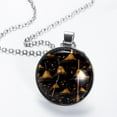 thumbnail image 2 of Halloween Broom Stunning Glass Circular Pendant Necklace - Elegant Jewelry for Women, 2 of 5