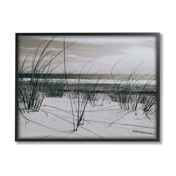 Stupell Industries Ocean Dunes Photography Landscape Photography Black Framed Art Print Wall Art, 14 x 11