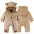thumbnail image 3 of DHFJKG Baby Unisex Fuzzy Animals Bunting Bodysuit With Ears Hood Long Sleeve Zipper Jumpsuits For Boys Girls 1-12 Months Home Relaxation Winter Warm Kawaii Onesies, 3 of 3