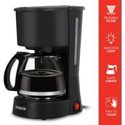 Aiwa 6-Cup Compact Coffee Maker Machine with 22-oz Carafe Coffee Pot and Reusable Filter, Black