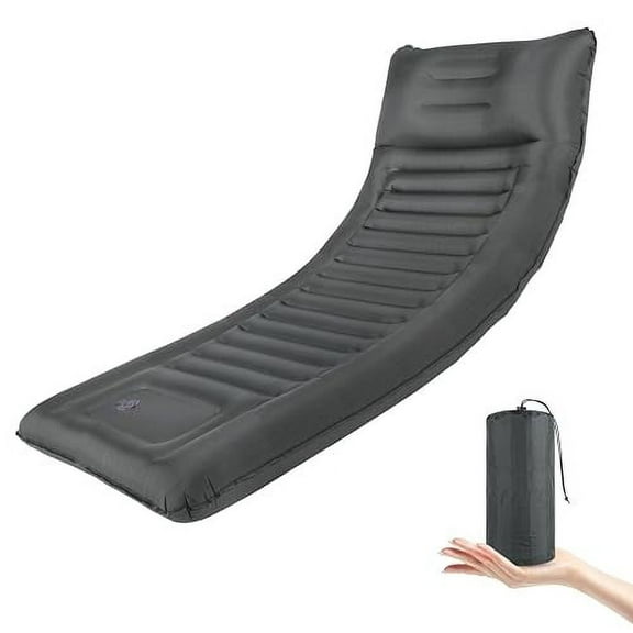 Skywin Inflatable Sleeping Pads For Camping & Airport Travels (Grey) - 77 x 26 x 5 IN Air Mattress Sleeping Pad Inflatable with 8" HeadRest - Sleeping Bags with Pillow-like HeadRest Camping Essentials