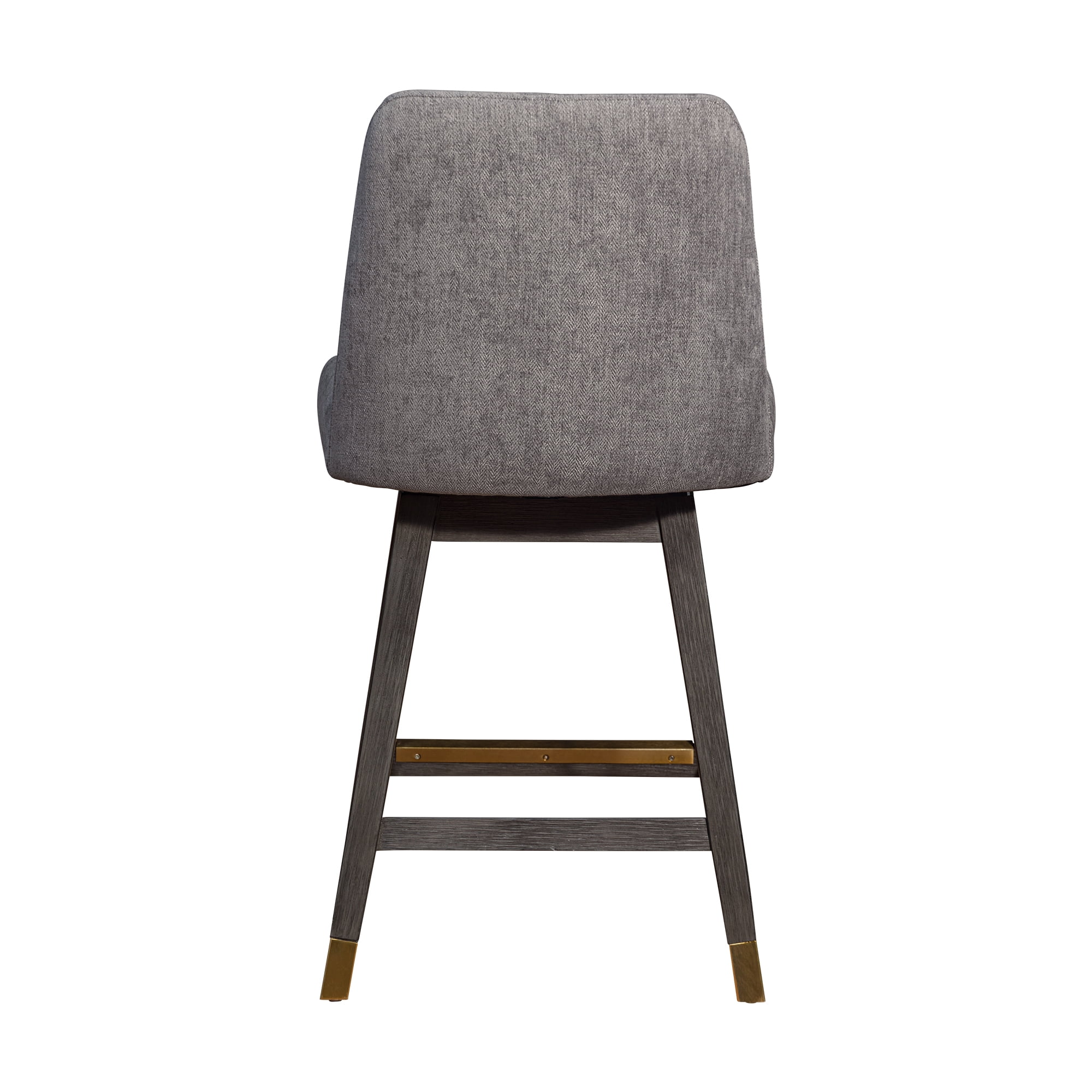 Amelia Swivel Counter Stool in Gray Oak Wood Finish with Mocha Fabric - Set of 2