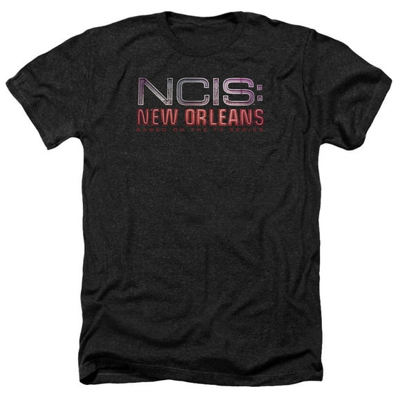 Trevco CBS1571-HA-3 NCIS - New Orleans & Neon Sign Adult Regular Fit Heather Short Sleeve T-Shirt, Black - Large
