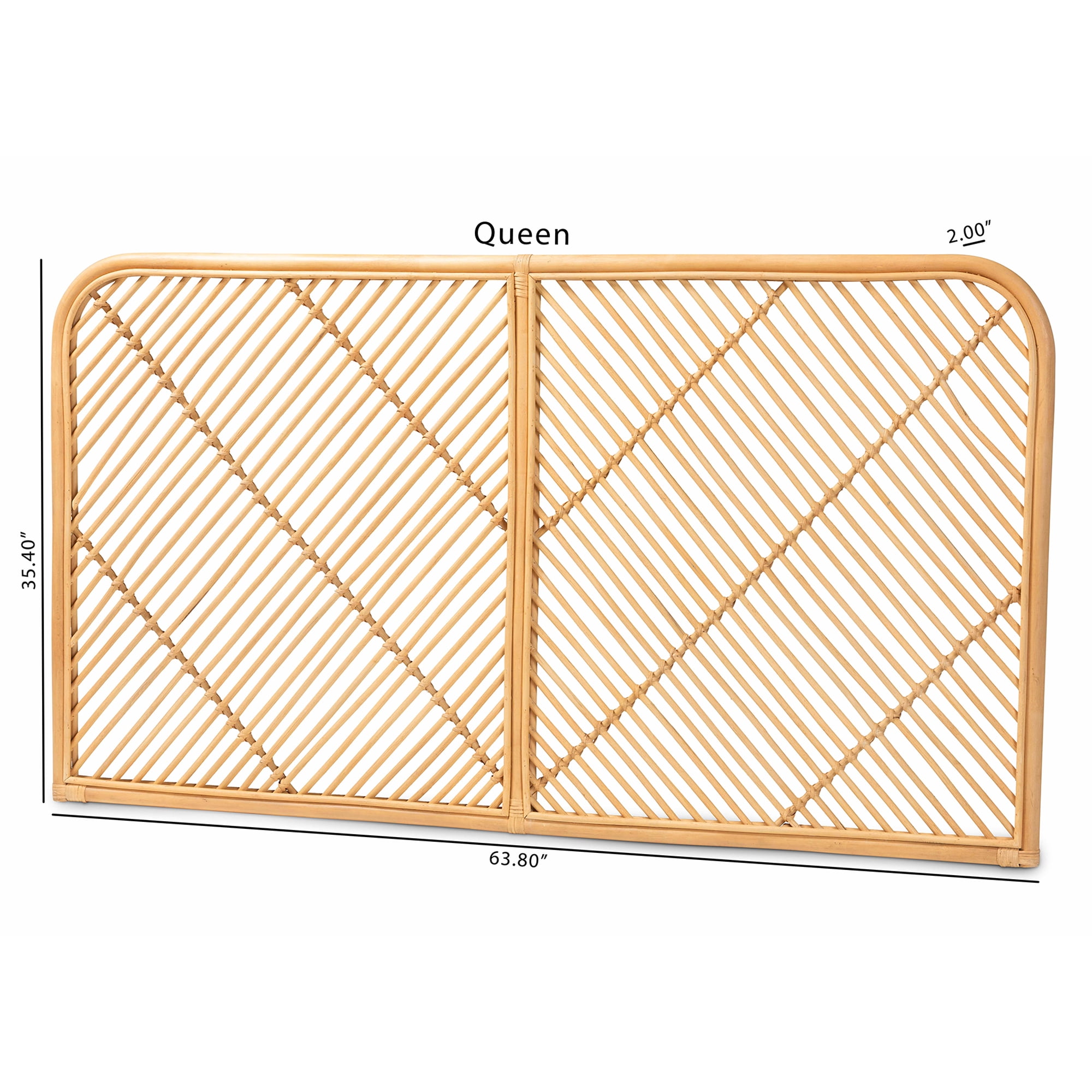 bali & pari Sakina Rattan BOHO Headboard, Queen Size, Natural Brown