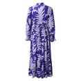 thumbnail image 3 of Gibobby Vestido largo de verano para mujer Vestido largo bohemio con cuello en V y manga larga para mujer(Azul,CH), 3 of 5