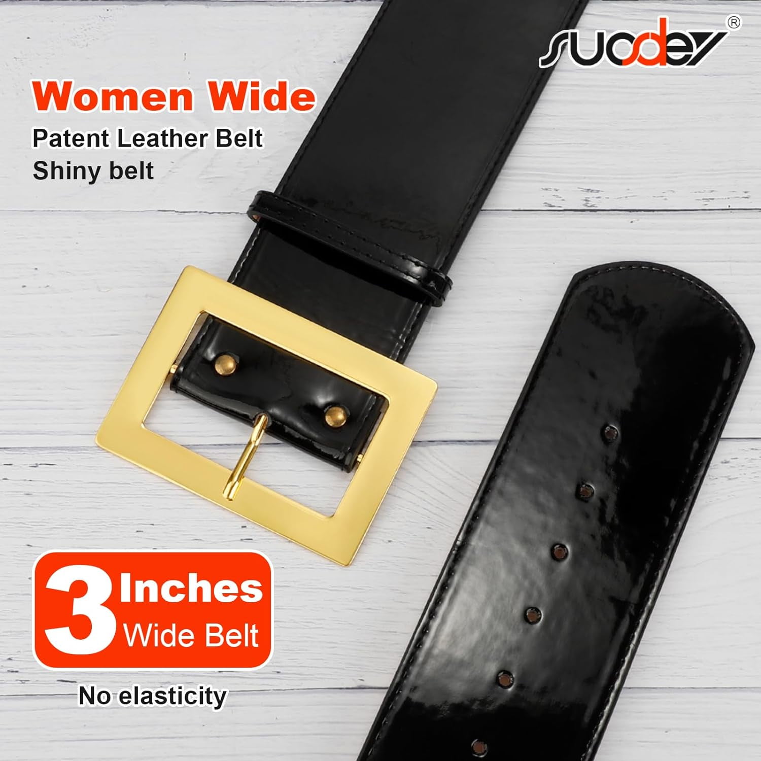 Women Wide Patent Leather Belt Christmas Santa Claus Belt  display picture 1