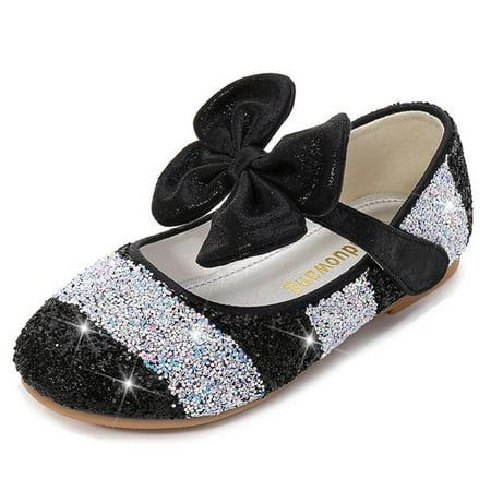 

Girls Glitter Bowknot Ballet Mary Jane Flat School Dance Party Casual Dress Shoes