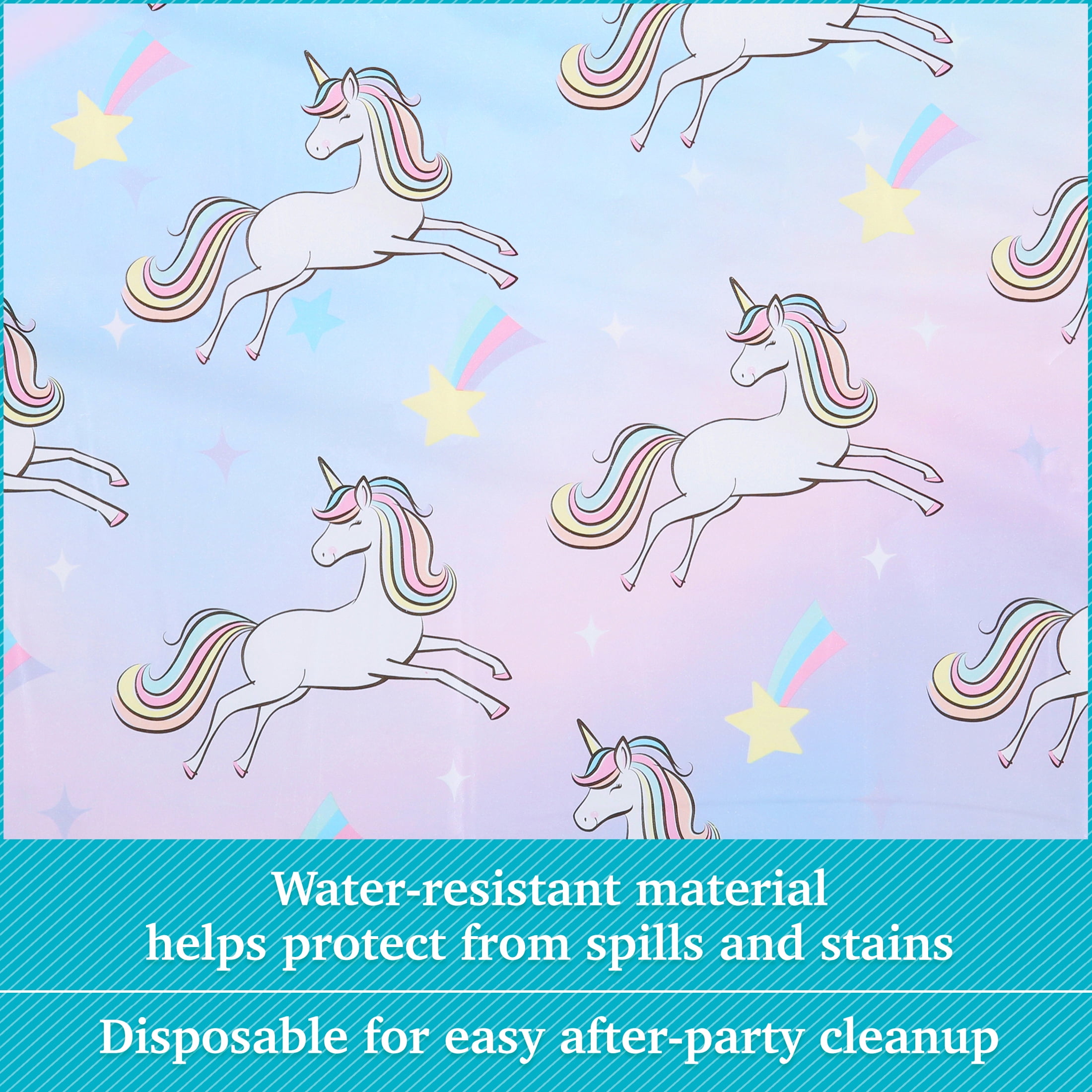 Way to Celebrate! Dreamy Unicorn Plastic Party Tablecloth, 84 x 54in