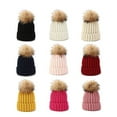 thumbnail image 4 of Winter Hats with Large Fluffy Pom Pom, Top Big Knitted Ball Beanie for Men and Women, Warm Lamb Wool Lined Adjustable Ski Cap for Autumn Winter Outdoor Activities Beige, 4 of 5