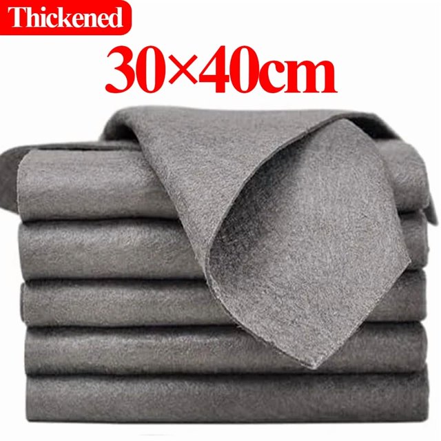 Thickened Magic Cleaning Cloth No Watermark Glass Wiping Cloth Reusable Window Glass Mirror Cleaning Rag Towel for Kitchen Auto 30x40cm 1pcs