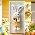 thumbnail image 4 of Sokhug Rideau de Porte de Pâques 35,43x70,87 Pouces Imprimé Lapin Œuf Décor pour Porte d'Entrée Mur Multicolore, 4 of 6
