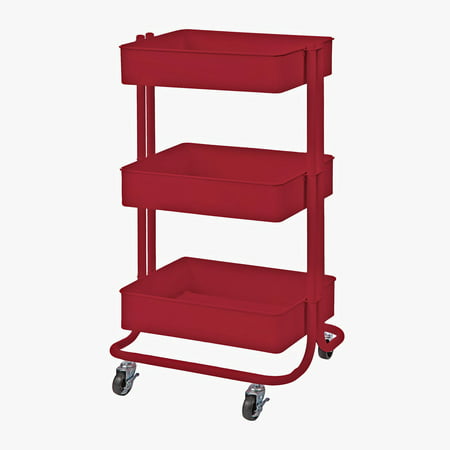 Darice 3-Tier Metal Rolling Cart: Red, 30 inches