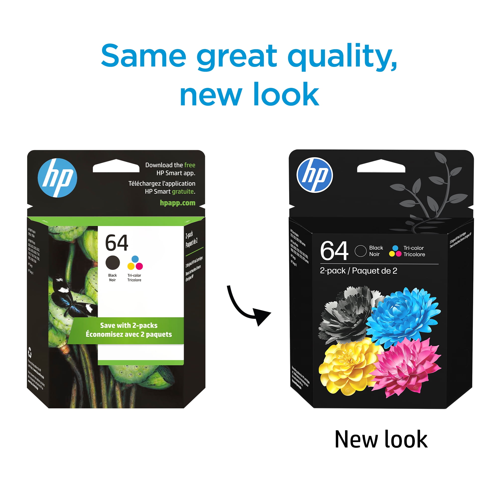 HP 64 Tri-color/Black Ink Crtg Cmbo 2-Pk