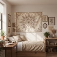 thumbnail image 3 of Boho Floral Mandala Tapestry Wall Hanging Bohemian Beige Flower Tapestry Aesthetic Hippie Indian Small Tapestries for Bedroom Living Room Dorm Decor, 3 of 9