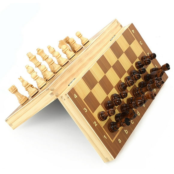 Wood Chess Wood Folding Magnetics Log Chess Wooden Folding Chess Set Game Chess Board Festival Children Gift