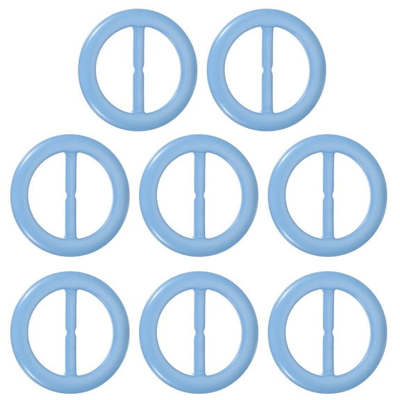 Uxcell 8 Pcs T-Shirt Tie Clips, Plastic Silk Scarf Ring Clip Waist Knotted Buckle Rings Fashion Round Circle Buckles for Women Blue