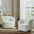 thumbnail image 4 of LuxenHome Modern Upholstered Ivory Boucle Swivel Barrel Accent Chair, 4 of 9