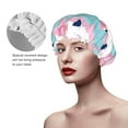 thumbnail image 4 of Kdxio Flamingo1 Print Shower Cap for Women,Elastic and Reusable,Double Waterproof Layers Bathing Hat, 4 of 9