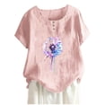 thumbnail image 2 of Fiudx Ropa de Mujer Blusas con Estampado Informal para Mujer, Camisas con Botones, Camisetas de Manga Corta con Cuello Redondo, 2 of 4