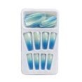 thumbnail image 1 of maskred 1 Set French Tip Press on Nails Gradient Extension Fingernails Tips Removable Fashion Wraps Full Cover DIY Manicure Kit Type 5 2g glue,24Pcs jelly 1Set, 1 of 6