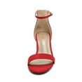 thumbnail image 4 of BURUDANI Women's Fashion Low Chunky Heel Sandals Open Toe Ankle Strap Dress Heel Shoes RED/SUEDE Size 5.5, 4 of 6