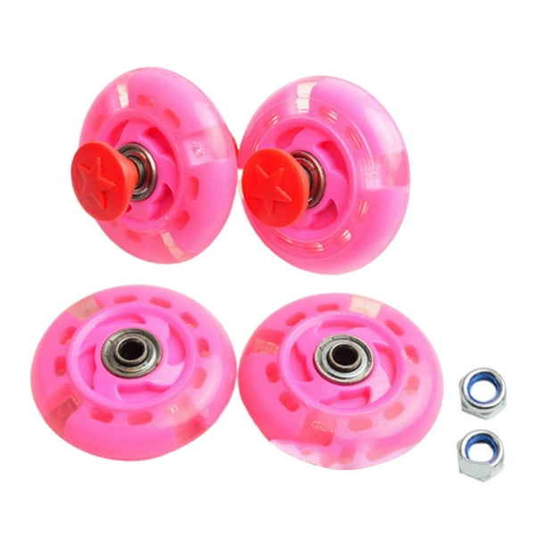 Juego de 4 ruedas giratorias para coche, delanteras y traseras, para suelos de madera y alfombras. Rosa