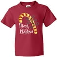 thumbnail image 3 of Inktastic Merry Christmas Red and Gold Candy Cane Youth T-Shirt, 3 of 5