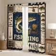 thumbnail image 2 of Manfei Retro Pike Fish Blackout Curtains Set of 2 (38x54 Each), Fishing Tool Print Living Room Curtains, Navy Beige Olive, 2 of 6