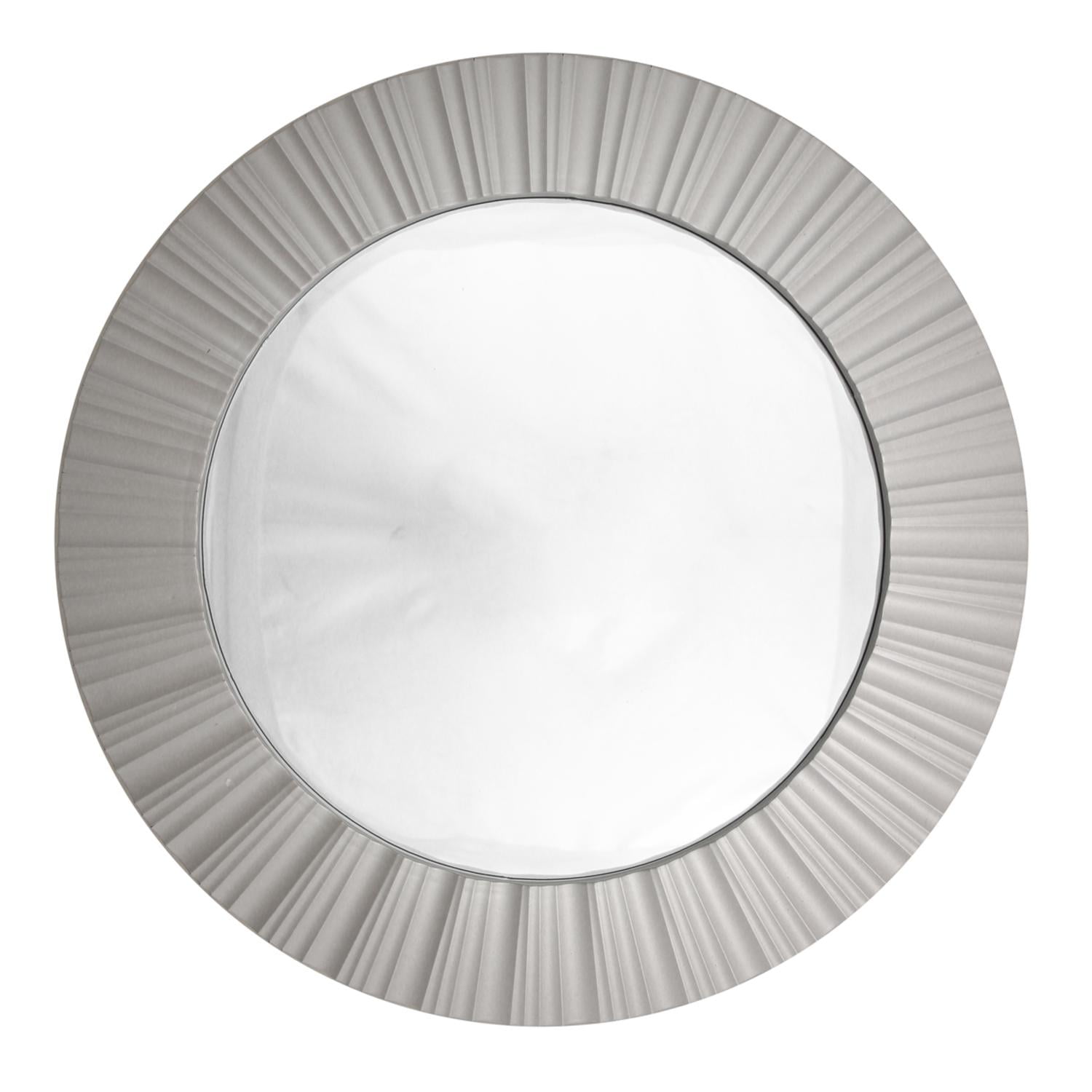 20" Simply Elegant Silver Fluted Frame Decorative Round Wall Mirror