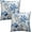 Blue Flowers, variant on Green Teal Pillow Covers 16x16 Inch Marble Silver Abstract Striped Throw Pillow Cases Elegant Comfort Luxury Modern Decor for Home Bedroom Living Room Sofa Square Cushion Cover, Set of 2