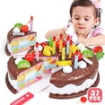 thumbnail image 3 of 37 Uds., Juguetes de cocina, pastel, comida, bricolaje, de simulación, corte de , juguetes de cumpleaños para , plástico educativo, r Hugo pastel de cumpleaños de corte de bricolaje para niños, 3 of 8