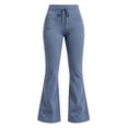 thumbnail image 5 of LMIHMI Womens Flare Leggings with Pockets Drawstring High Waist Bootcut Yoga Pants Stretch Bell Bottoms(Navy,Small), 5 of 5