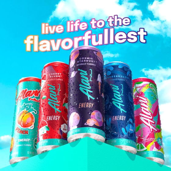 Alani Nu Energy Drink Variety Pack, 12 fl oz Cans (Pack of 3), Pink Slush, Cherry Slush & Cosmic Stardust, Zero Sugar, 200mg Caffeine