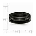 thumbnail image 2 of Black Titanium Grooved 6mm Brushed and Polished Band Ring - Size 6.5, 2 of 2