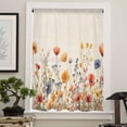 thumbnail image 4 of Yellow Red Blue Spring Floral Semi Sheer Curtains Drapes for Living Room,Bedroom,French Doors Window 96 Inches Long,Watercolor Botanical Summer Flowers Rod Pocket Chiffon Curtain Drapery Voile Panel, 4 of 6