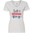thumbnail image 3 of Inktastic 4th of July Let Freedom Ring with Stars Women's V-Neck T-Shirt, 3 of 5
