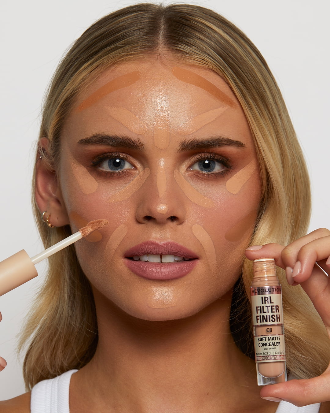 Revolution IRL Filter Finish Concealer Makeup, Full Coverage, Oil-Free, C6, 0.21 oz