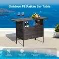 thumbnail image 5 of Costway Patio Rattan Wicker Bar Height Counter Table Storage Shelf Rail Garden, 5 of 10