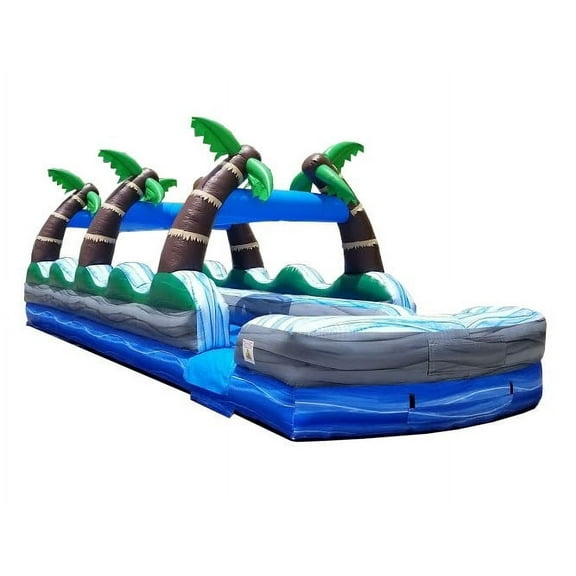 TentandTable Commercial Inflatable Splash and Ride Waterslide, Tropical Marble Dual Lane with Blower, 35'
