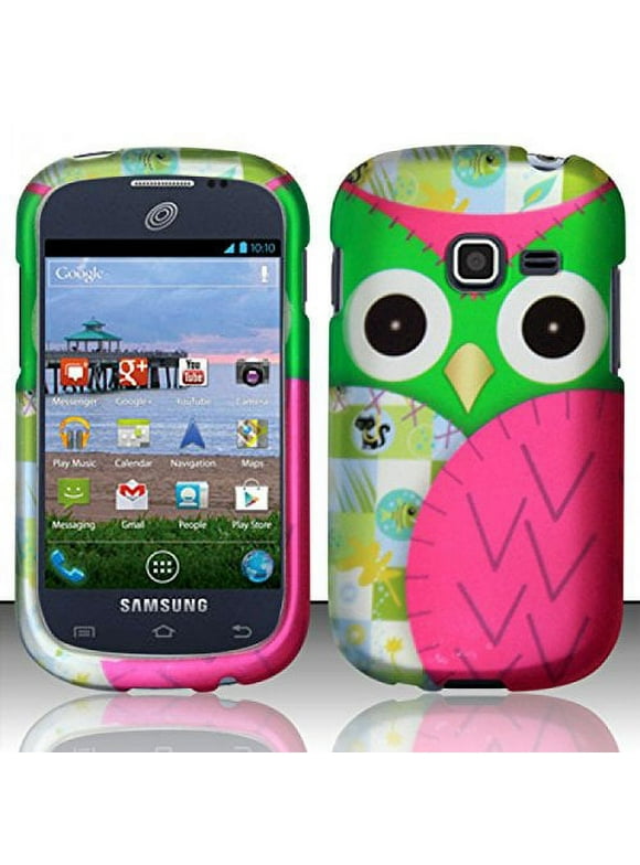 Design Rubberized Hard Case for Samsung Galaxy Discover S730G - Green Pink Owl