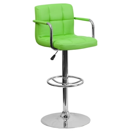 Rattan Swivel Bar Stools Arms Flash Furniture Contemporary Quilted Vinyl Adjustable Height Barstool with Arms and Chrome Base, Multiple Colors ()