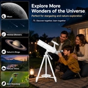 KEXWAXX Telescope, 70mm Aperture 400mm Refractor with FMC Optics for Kids and Adults, 16X-120X with Moon Filters, Phone Adapter, Tripod and Bag
