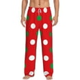 thumbnail image 2 of Picia White and Green Polka Dot Mens Soft Woven Cotton Elastic Waistband Sleep Pajama Pant Lounge Sleep Pant With Pockets And Drawstring-Medium, 2 of 9