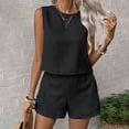 thumbnail image 4 of Qiopertar Vente de Liquidation Mode Femmes Décontracté Été Uni Col Rond Manches Courtes Haut + Short Ensemble Offres de la Semaine Moins de 5$, 4 of 9