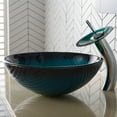 thumbnail image 2 of KRAUS Nature Series Green Glass Bathroom Vessel Sink and Waterfall Faucet Combo Set with Matching Disk and Pop-Up Drain, Chrome Finish, 2 of 8